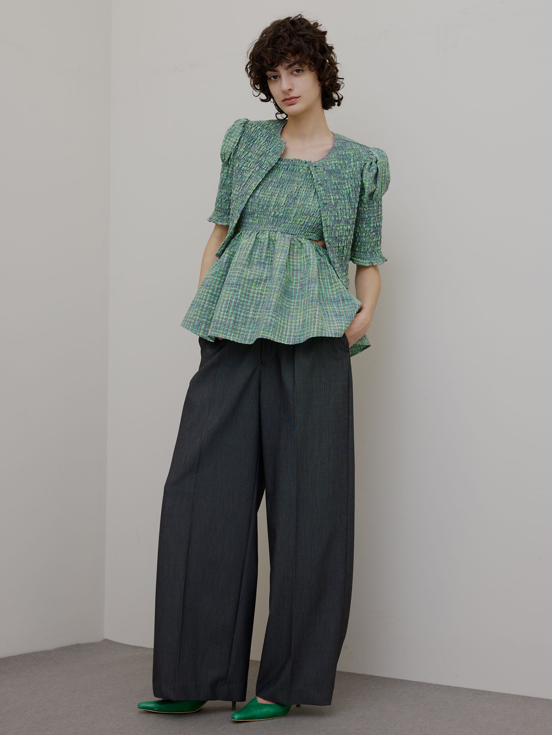 MEDI BUSTIER SET SHIRRING SHORT TOP
