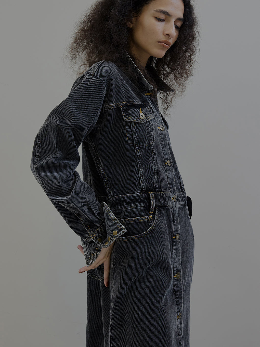 I LINE CORDUROY SHIRT DRESS