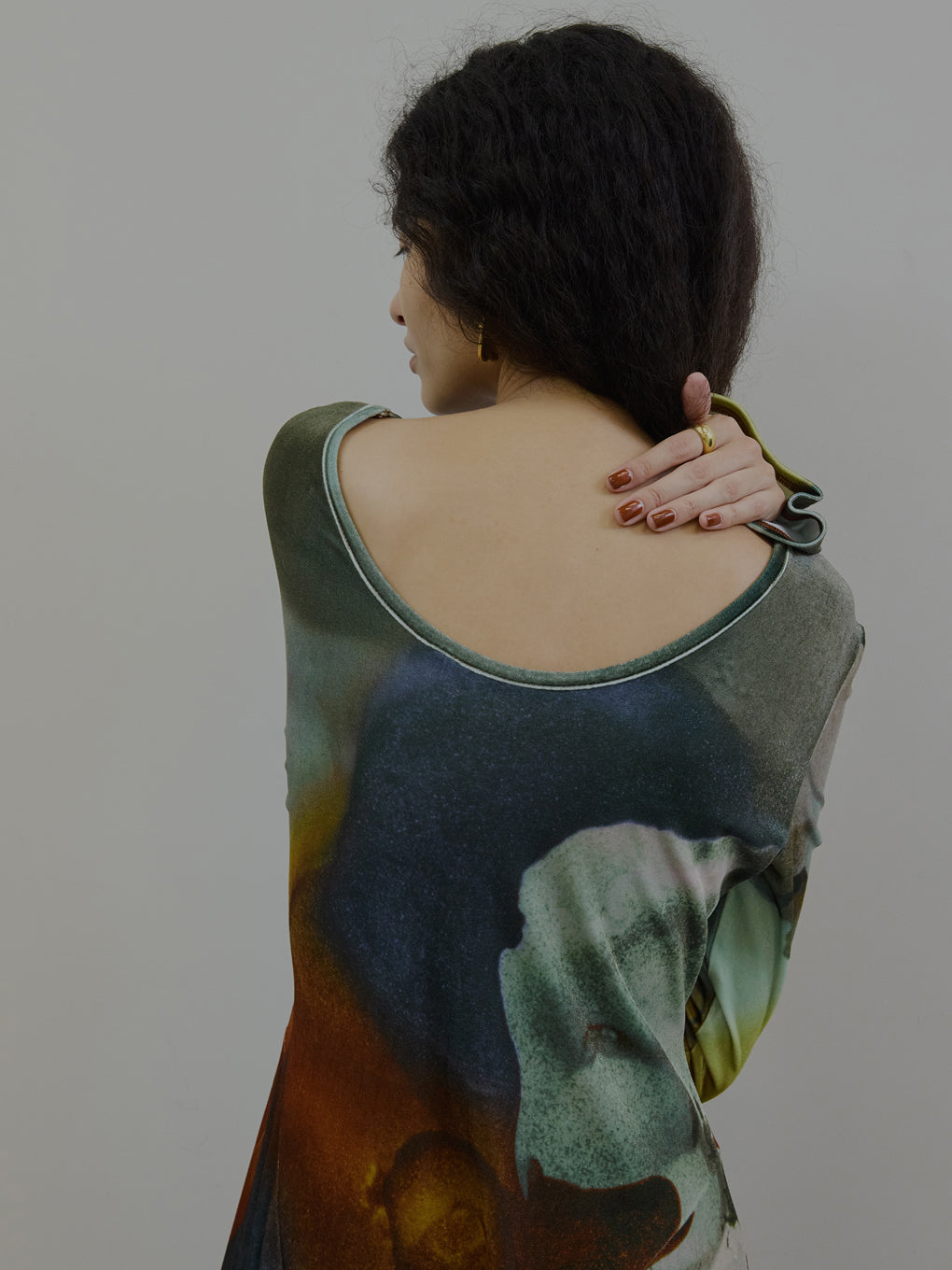 2WAY RUST INK ART VELOUR DRESS