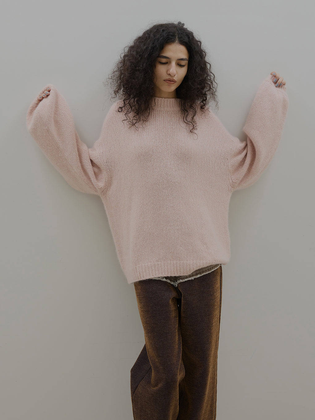 BACK OPEN LACE UP KNIT TOP