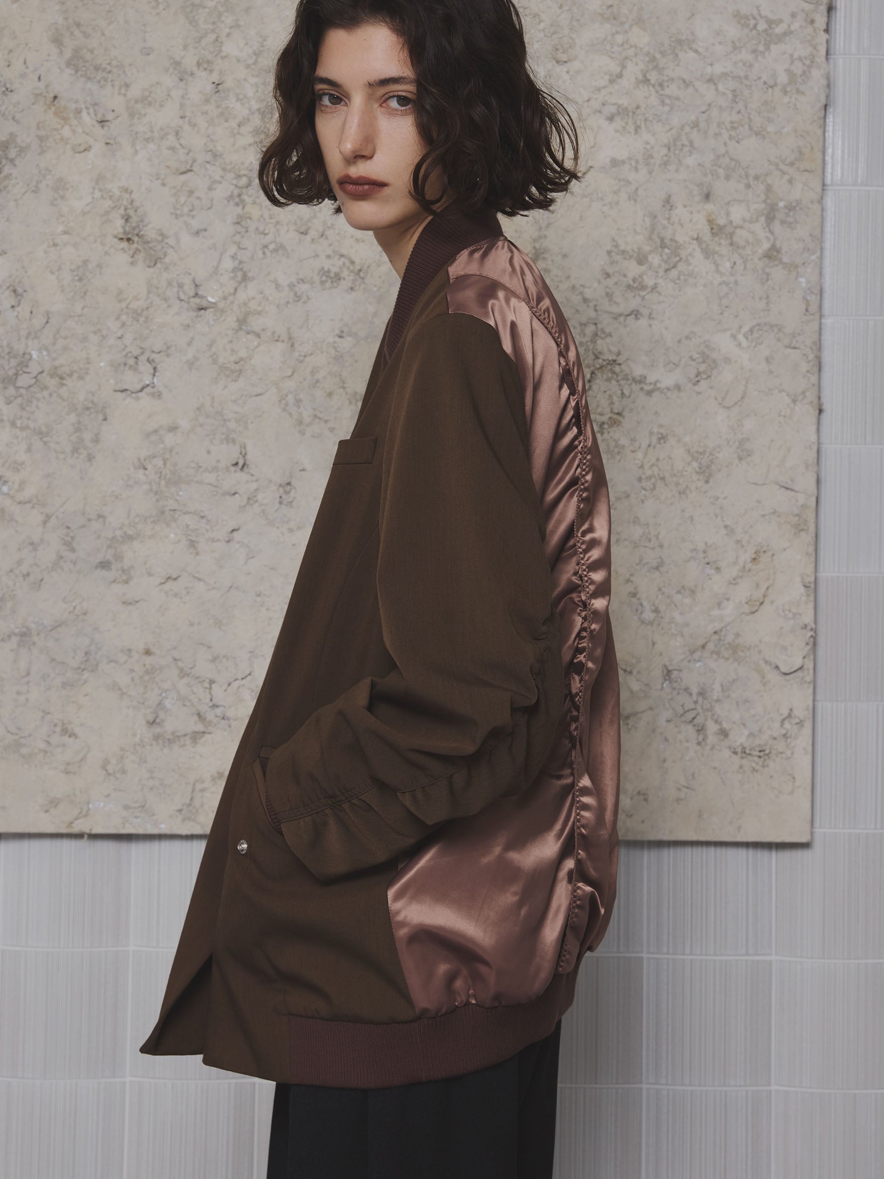 MILITARY DOCKING COLLARLESS JACKET