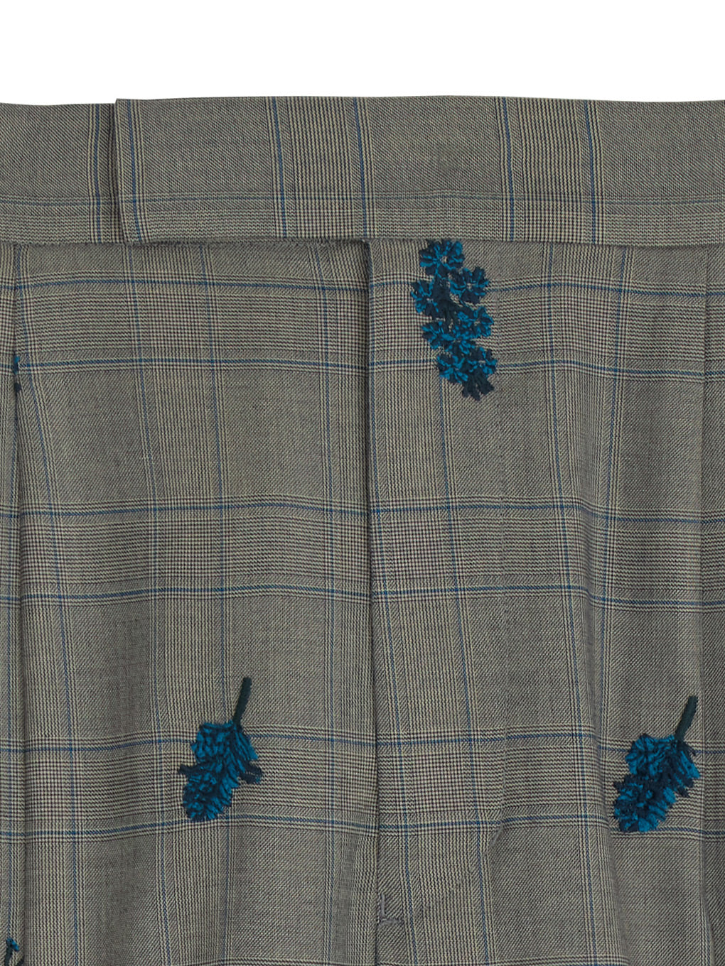 CHECK FLOWER PLEATS PANTS