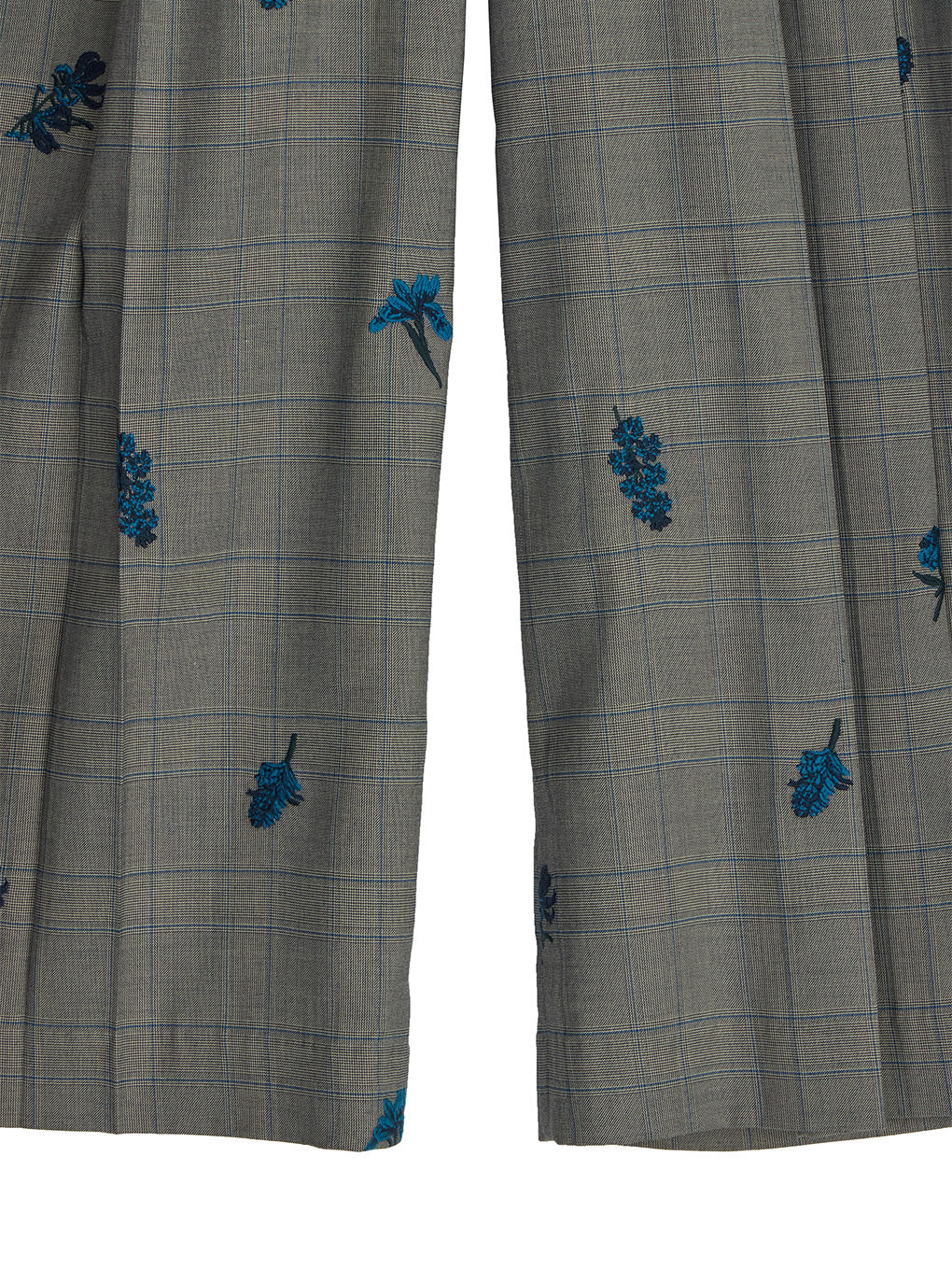 CHECK FLOWER PLEATS PANTS