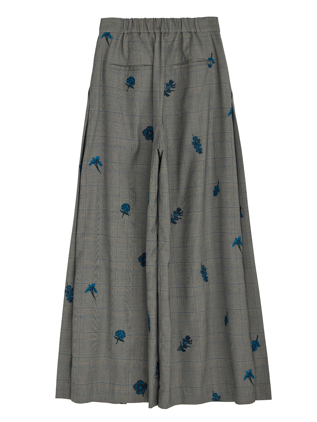 CHECK FLOWER PLEATS PANTS