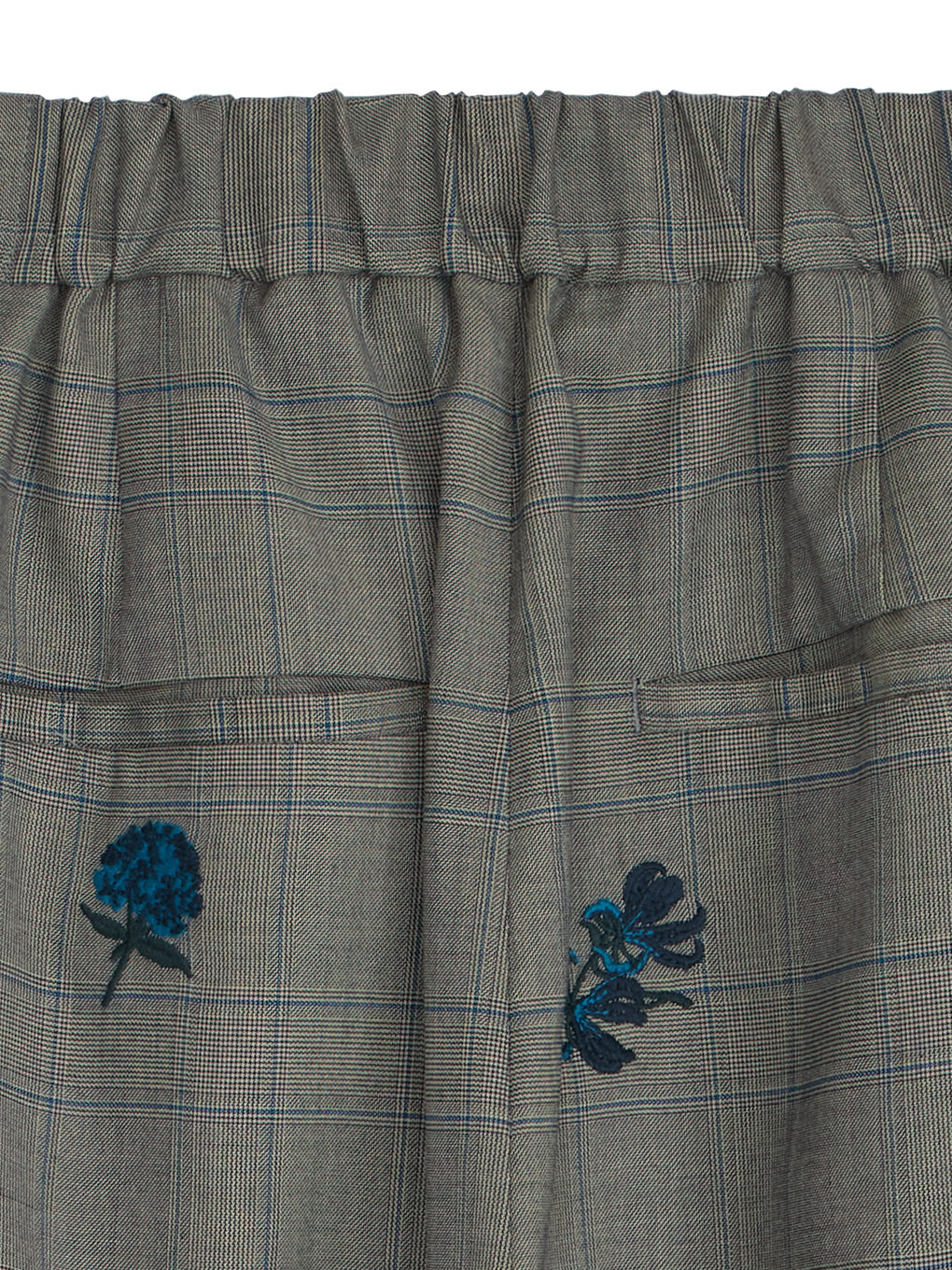 CHECK FLOWER PLEATS PANTS