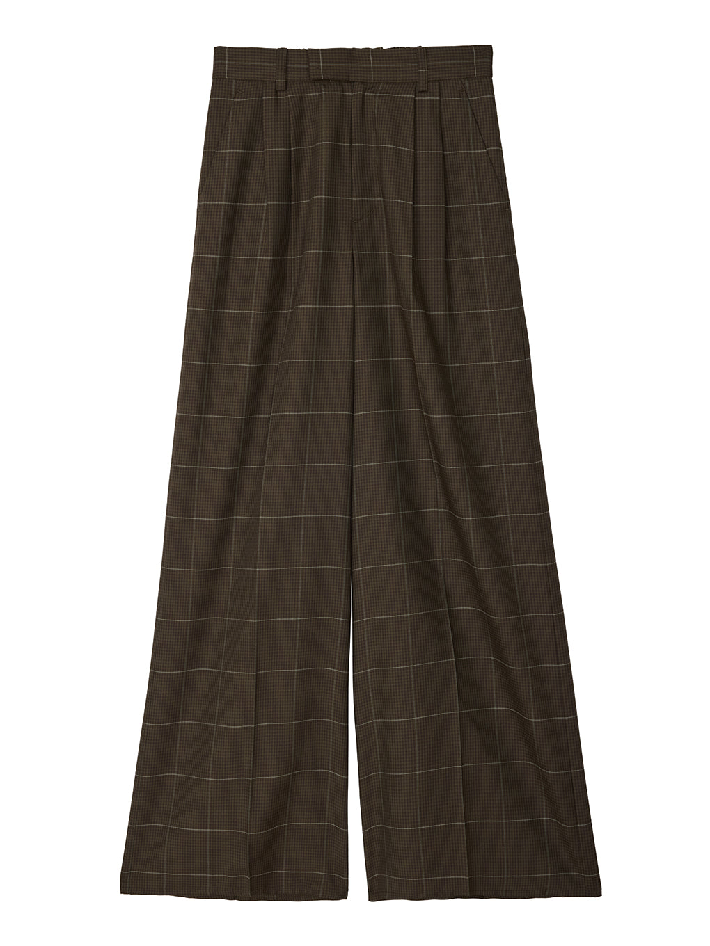 YARN DYED CHECK WIDE STRAIGHT PANTS