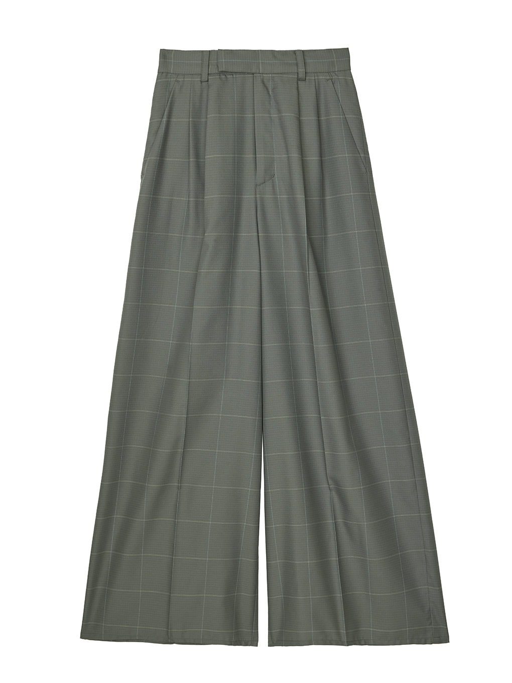 YARN DYED CHECK WIDE STRAIGHT PANTS