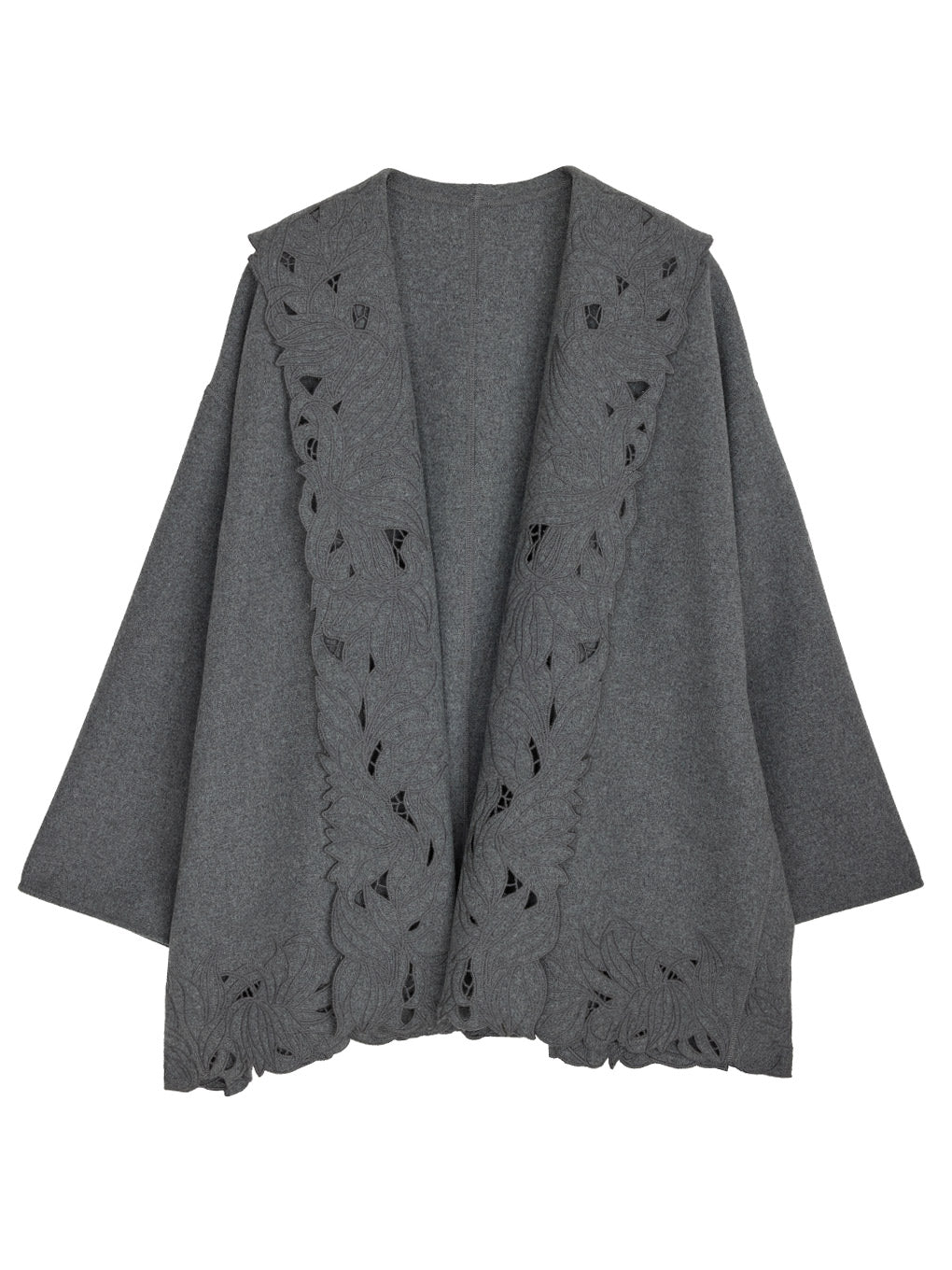 WOOL EMBROIDERY GOWN COAT