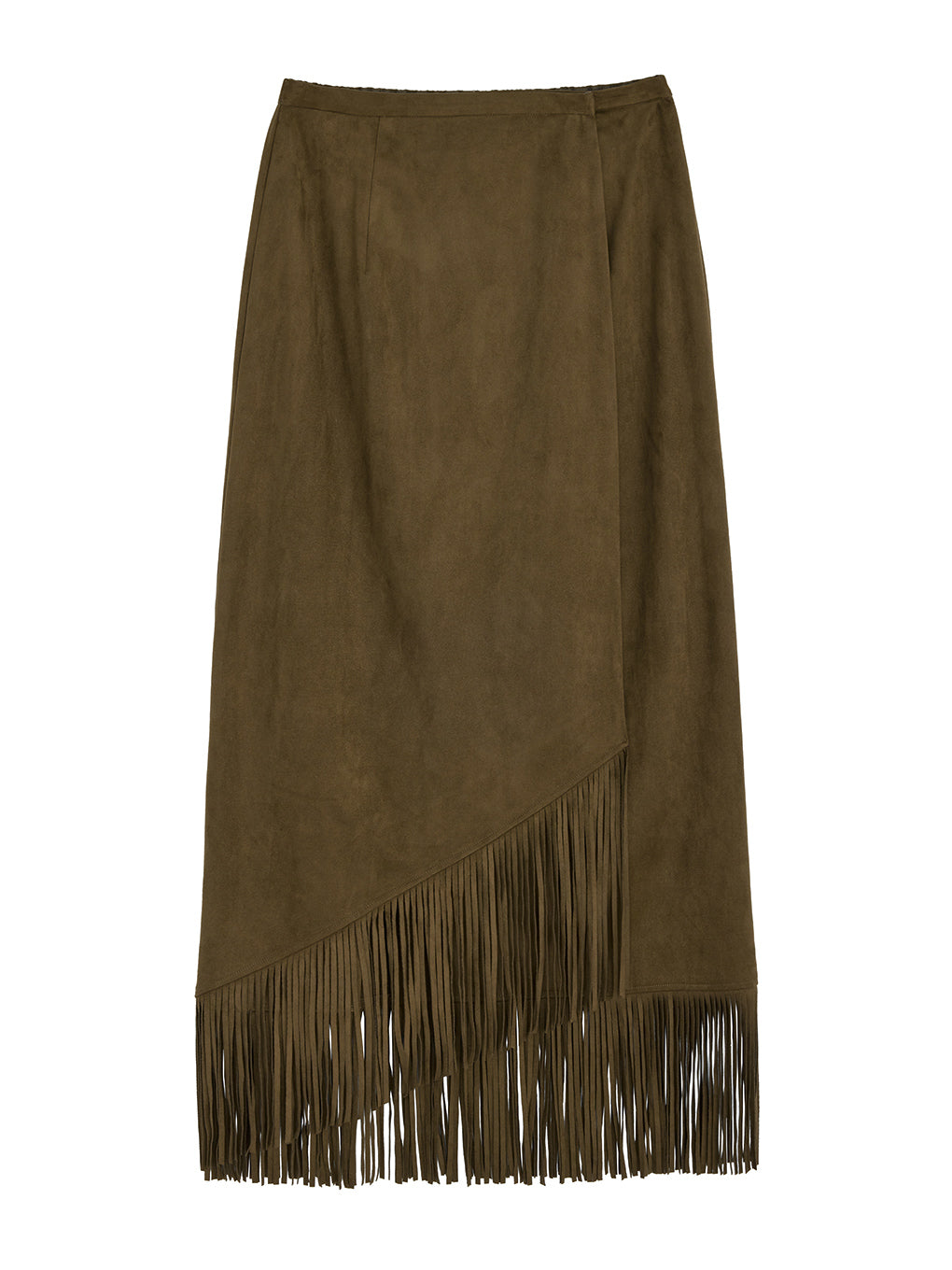 SUEDE FRINGE WRAP SKIRT