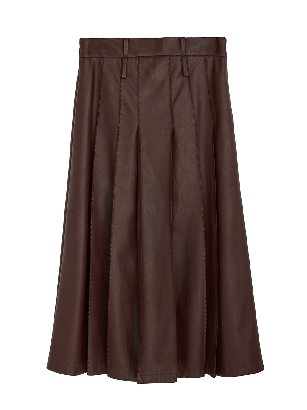 PLEATS MEDIUM SYNTHETIC LEATHER SKIRT