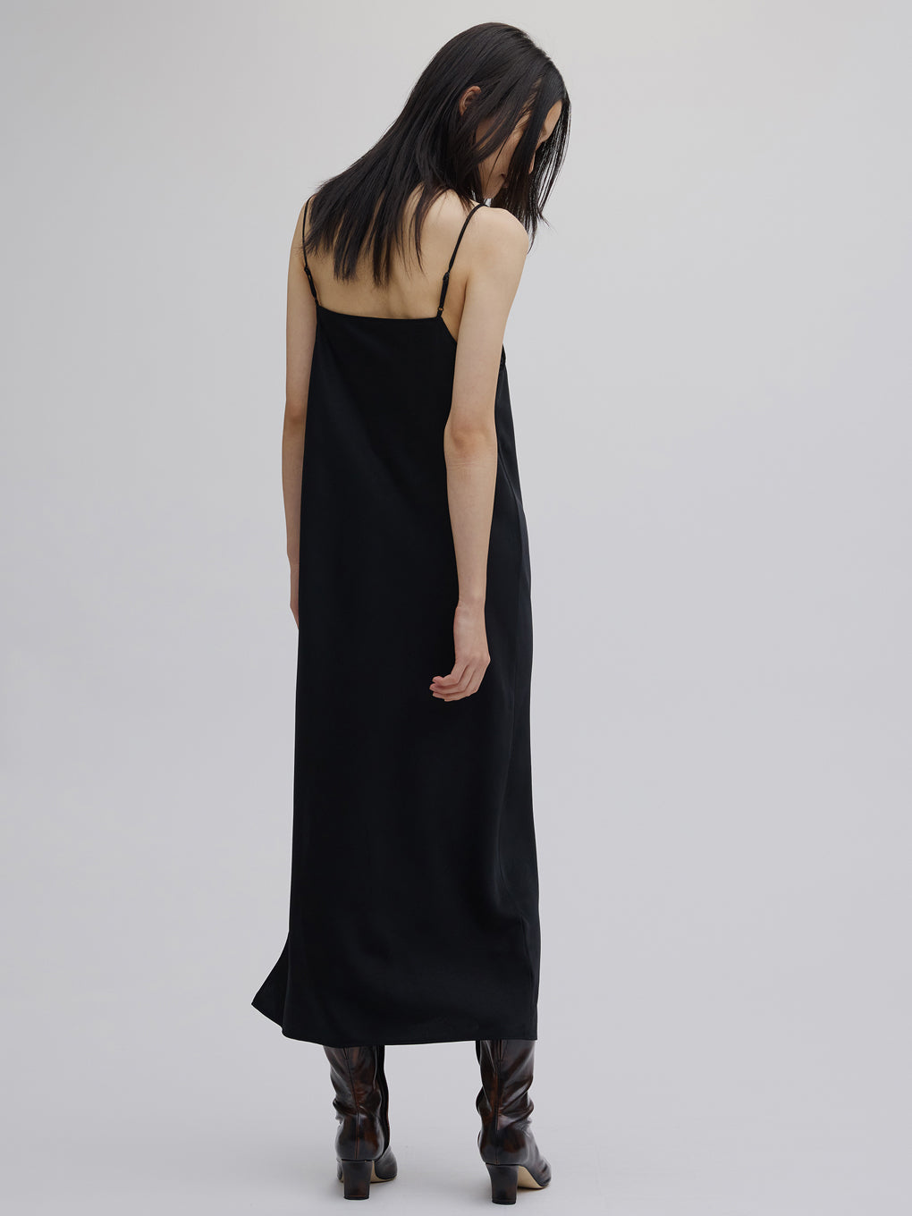 SHEER LAYERED SATIN DRESS