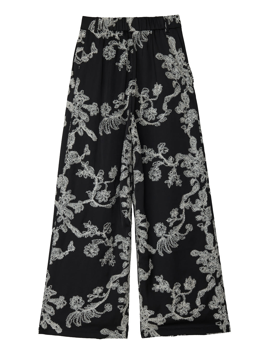 MOLE YARN EMBROIDERY SATIN PANTS