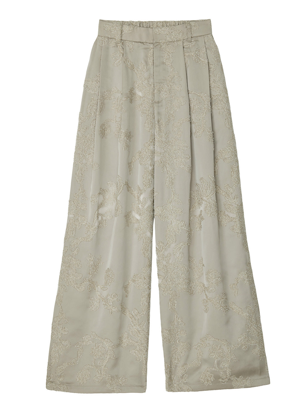 MOLE YARN EMBROIDERY SATIN PANTS