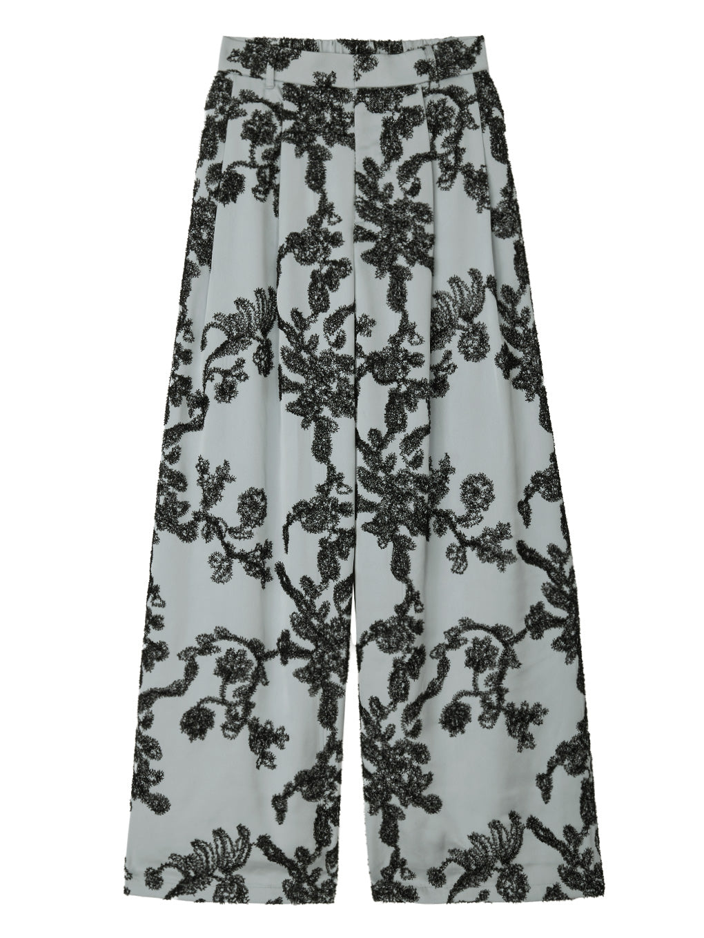 MOLE YARN EMBROIDERY SATIN PANTS