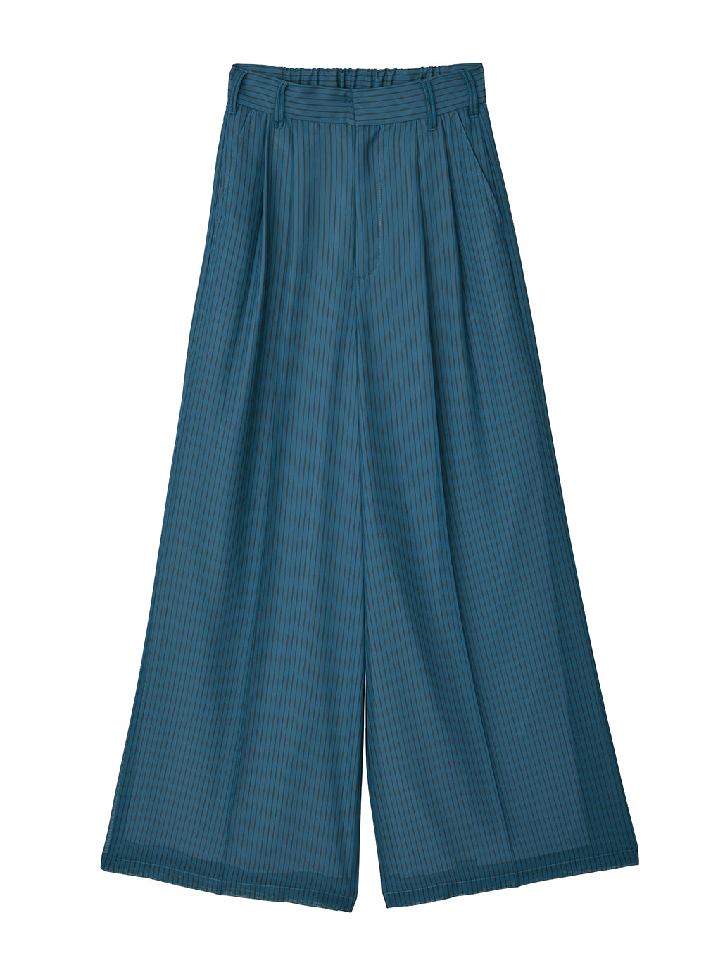 SHEER STRIPE TUCK PANTS