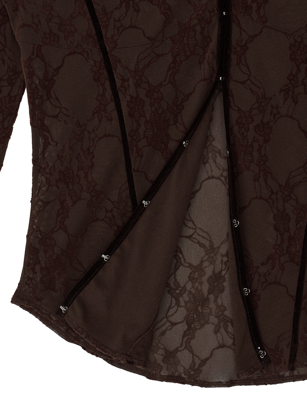 SHEER FLOCKY ROUND HEM TOPS
