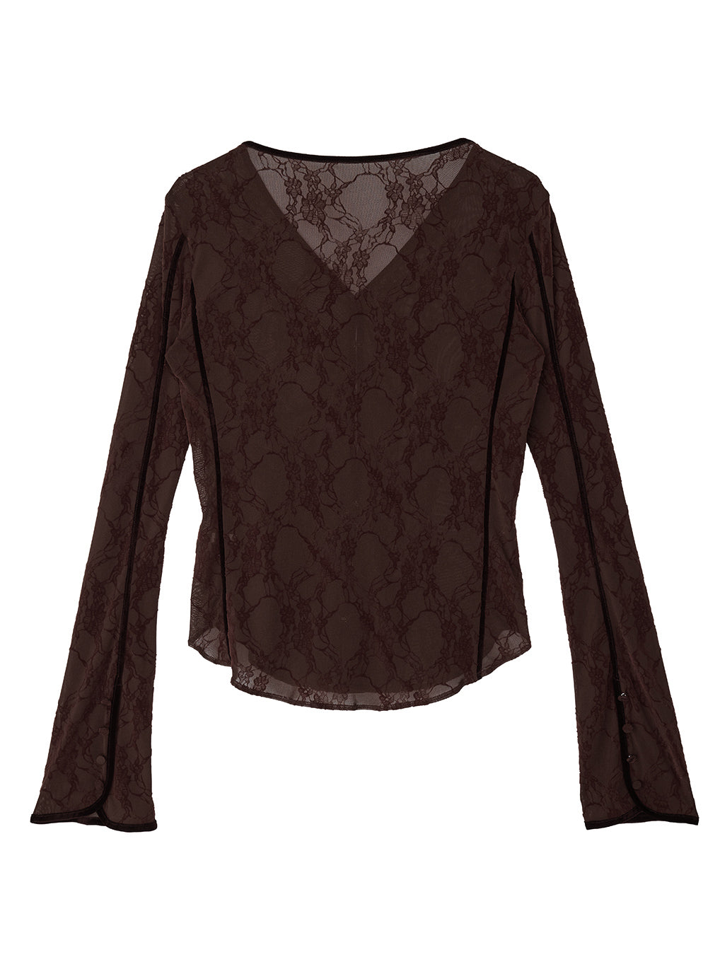 SHEER FLOCKY ROUND HEM TOPS