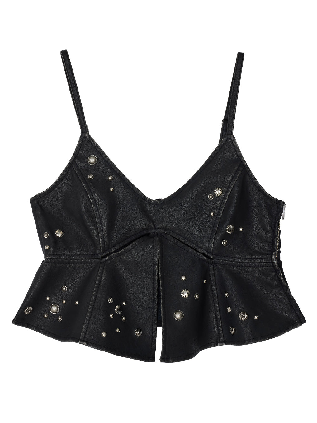 STUDS PEPLUM SYNTHETIC LEATHER BUISTIER