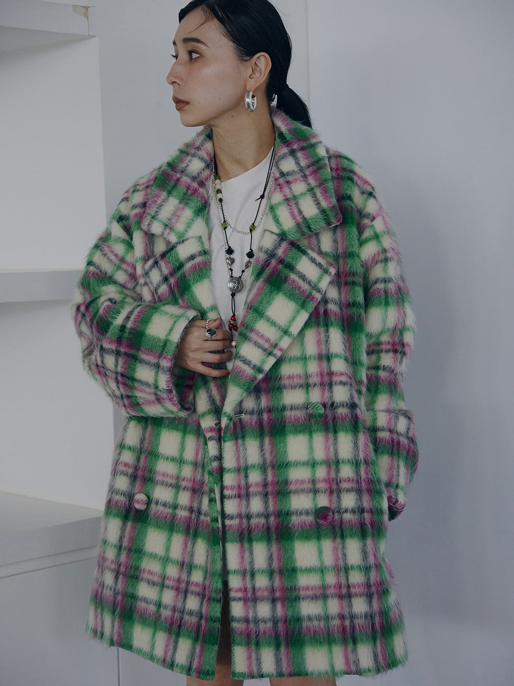 ADORABLE SHAGGY CHECK COAT