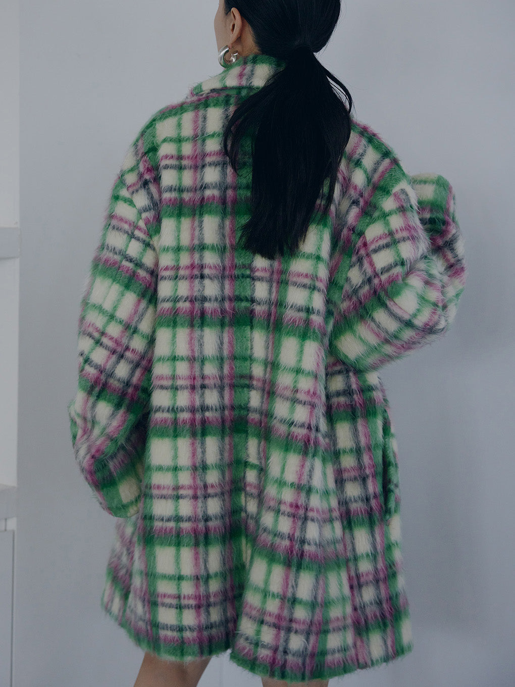 ADORABLE SHAGGY CHECK COAT