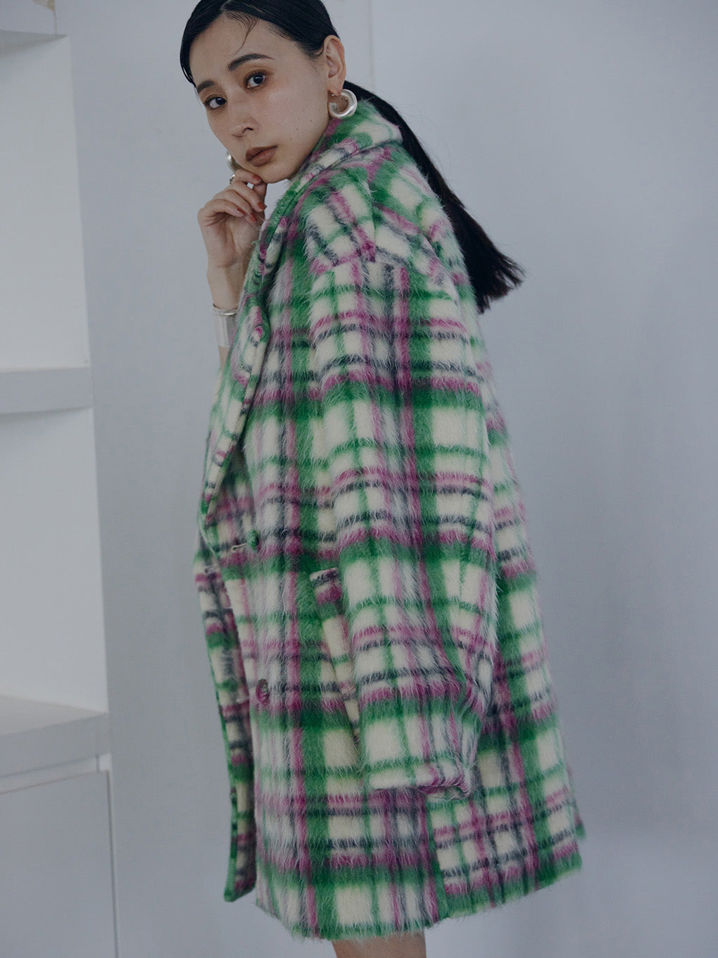 ADORABLE SHAGGY CHECK COAT