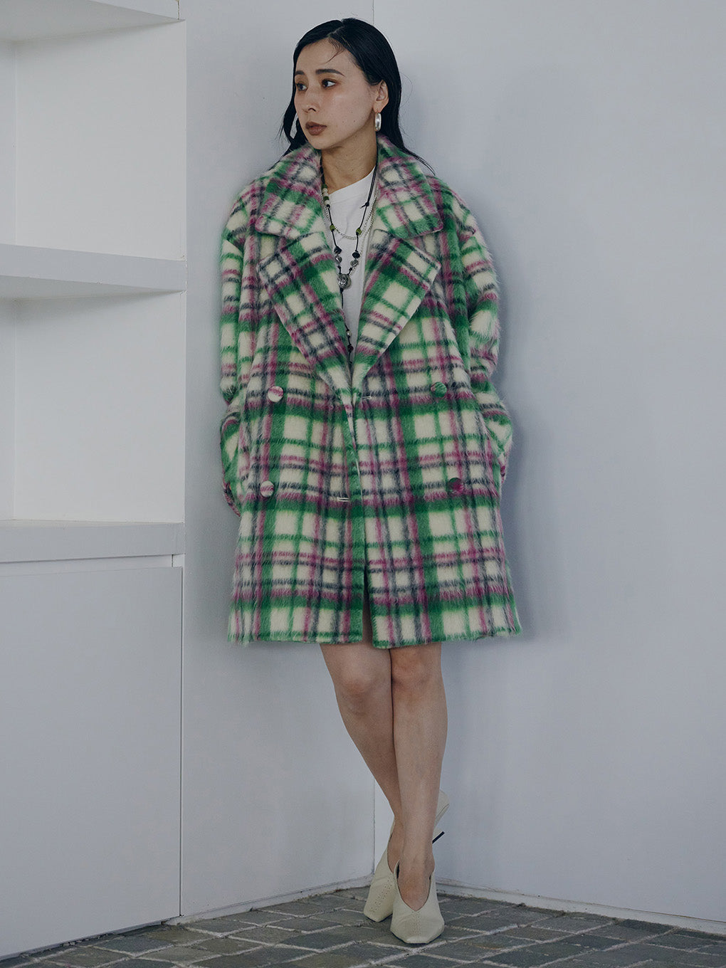 ADORABLE SHAGGY CHECK COAT