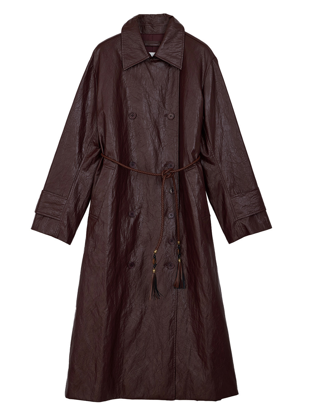 RAFFINE FAKE LEATHER TRENCH COAT