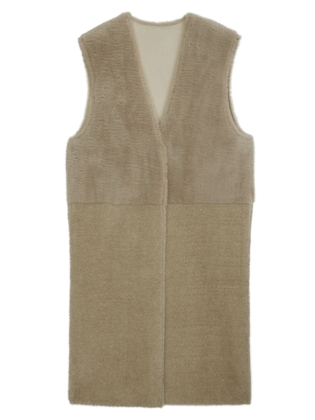 FABRIC BLOCKING LONG BOA VEST