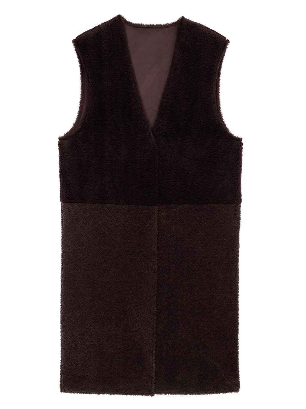 FABRIC BLOCKING LONG BOA VEST