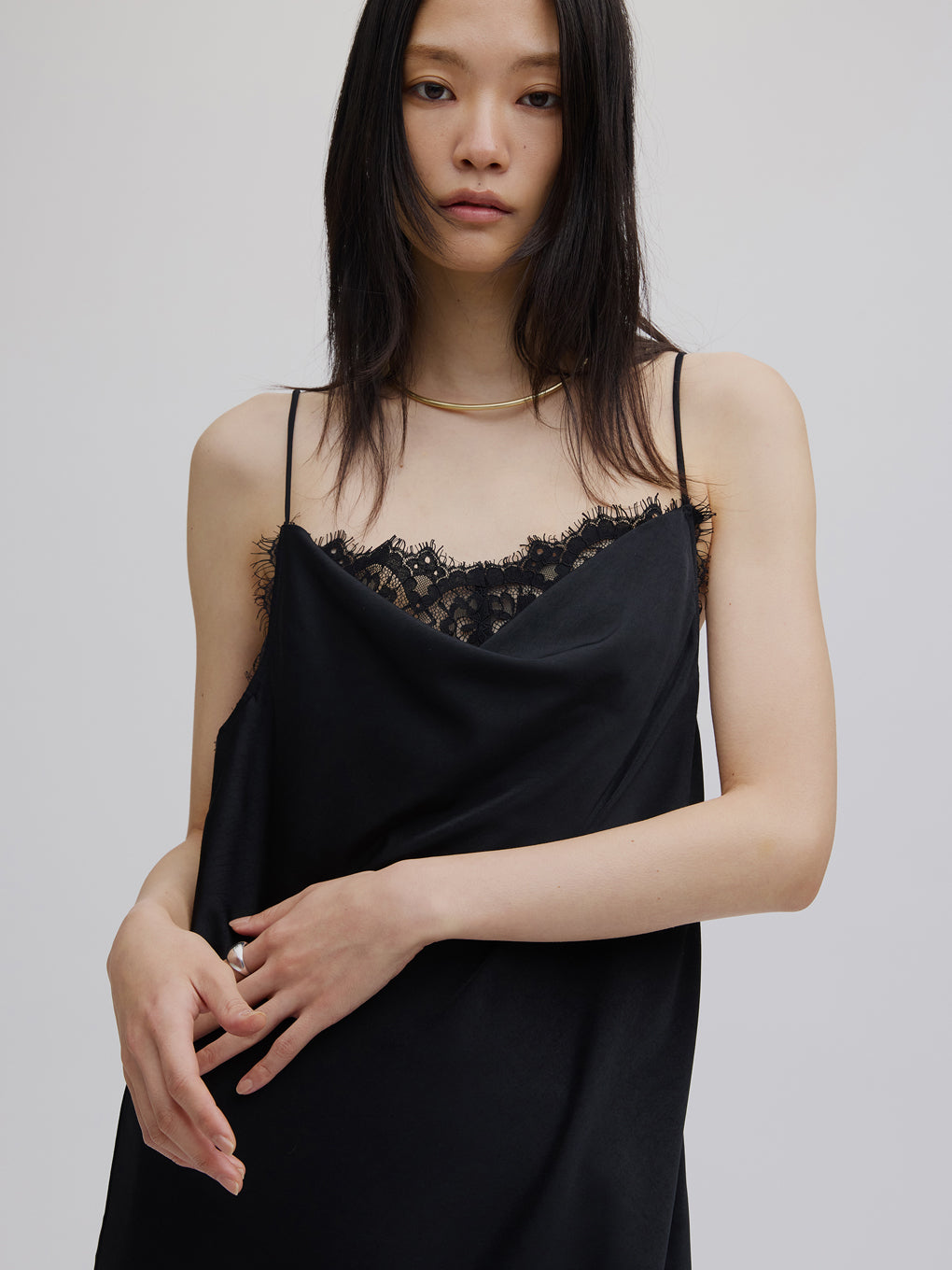 SHEER LAYERED SATIN DRESS