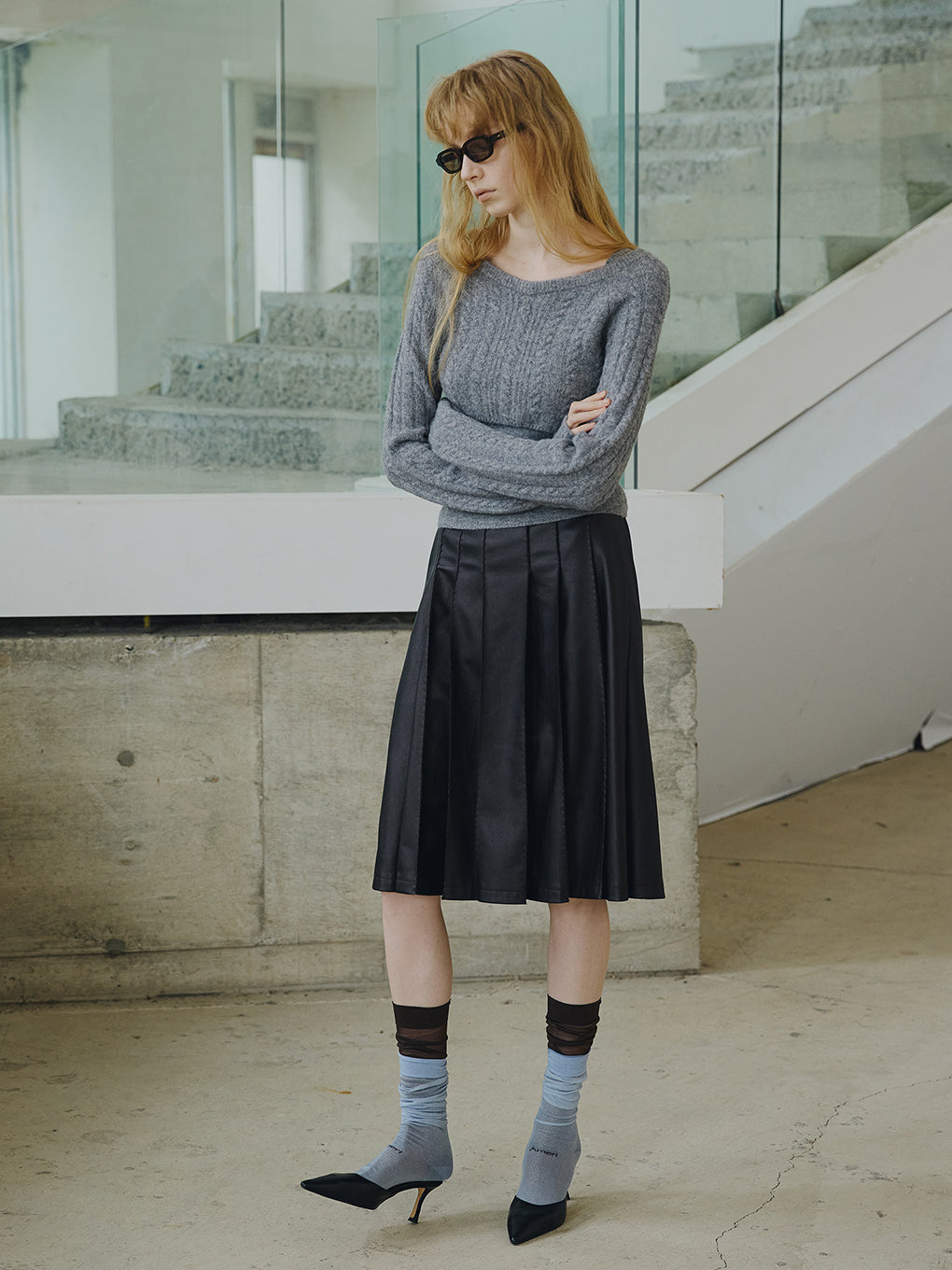 Tabio×Ameri SHEER LOGO HIGH SOCKS