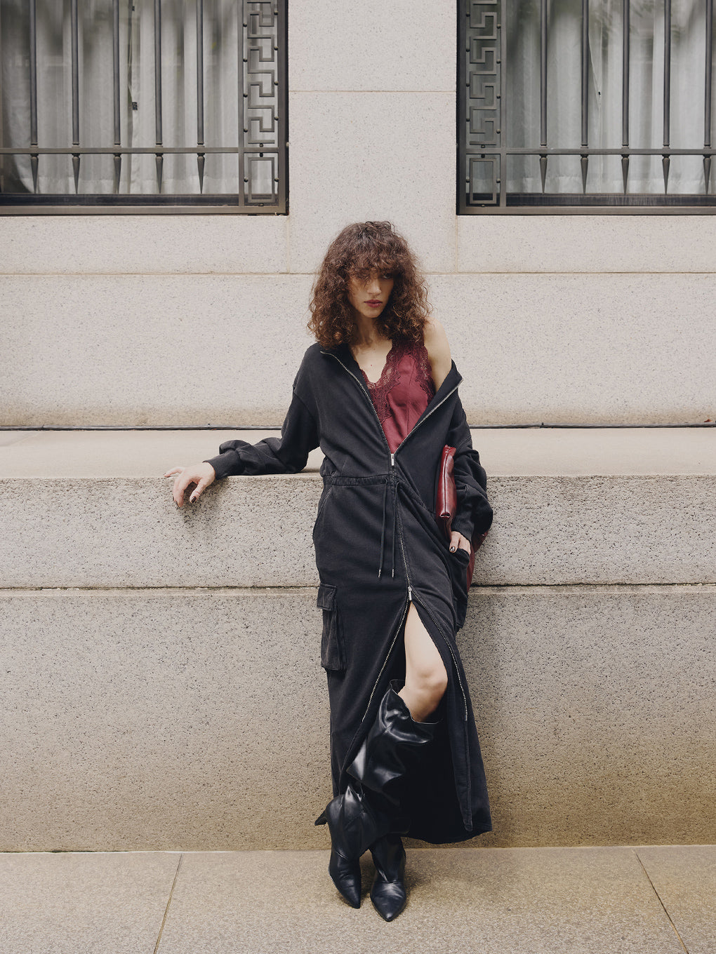 2WAY NECK LOOSE SWEAT DRESS