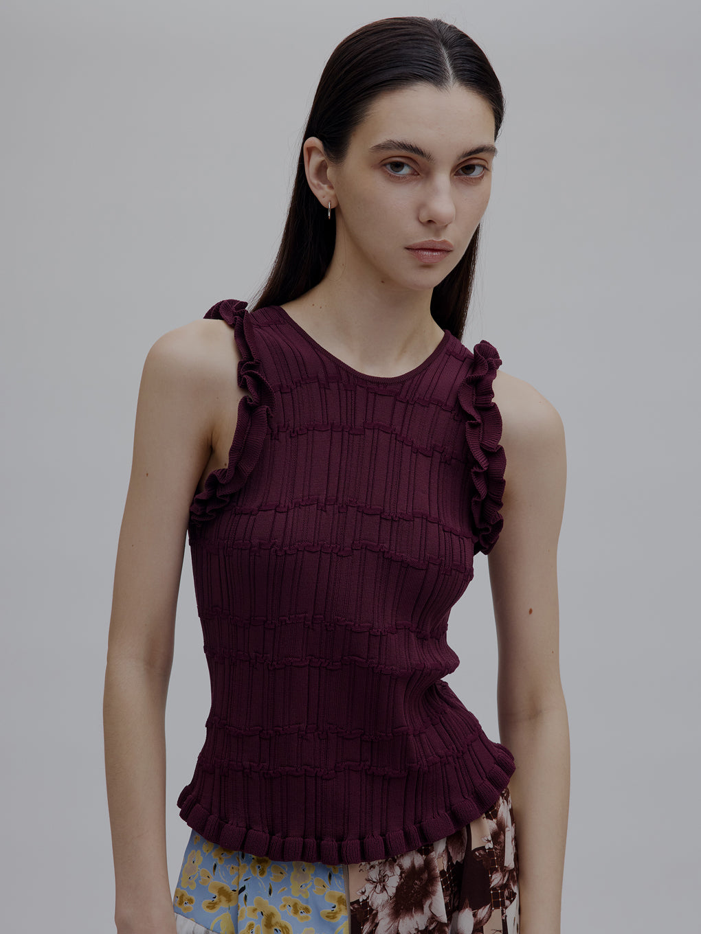 MEDI 2WAY WAVY FRILL KNIT TOP