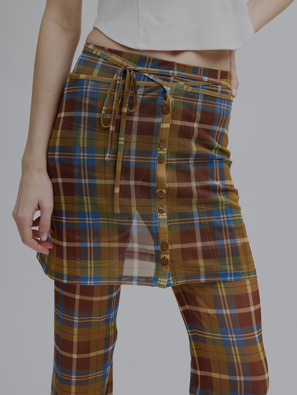 WRAP BELT SET CHECK PANTS