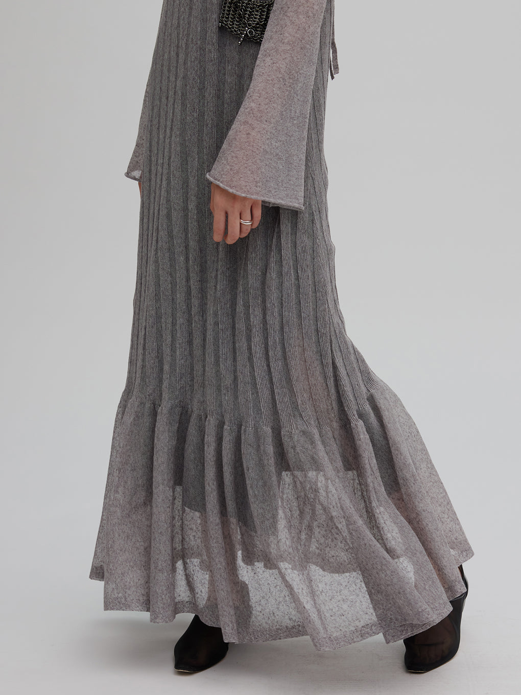 HEM FRILL WIDE RIB KNIT DRESS