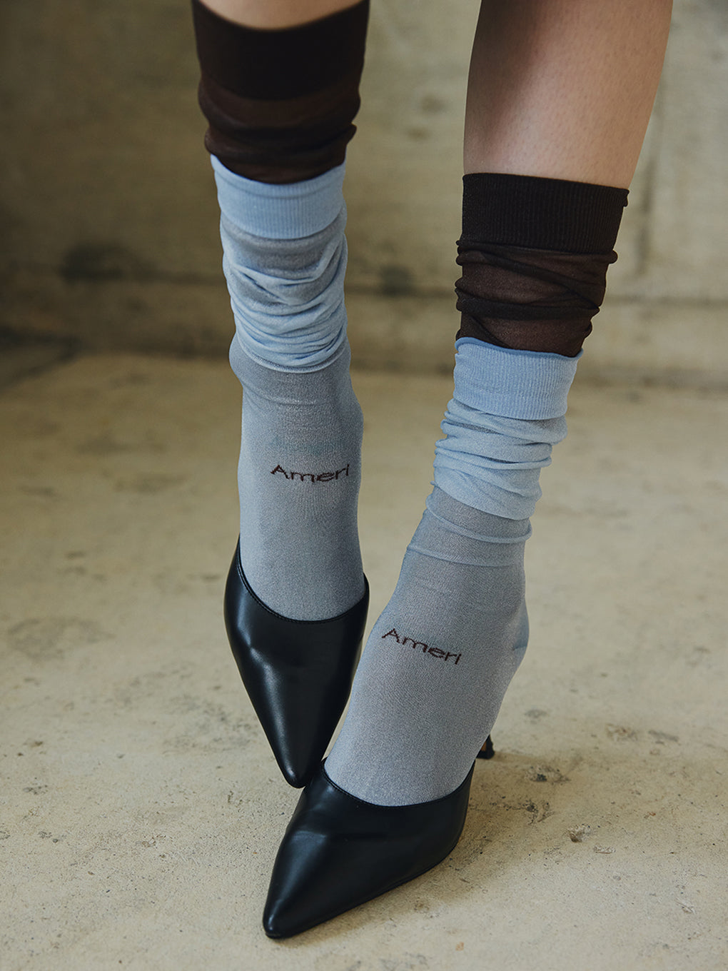 Tabio×Ameri SHEER LOGO HIGH SOCKS