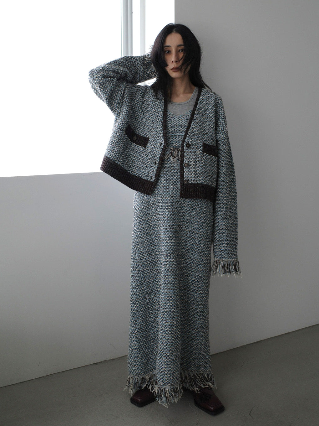 UND TWEED JUMPER SKIRT KNIT DRESS