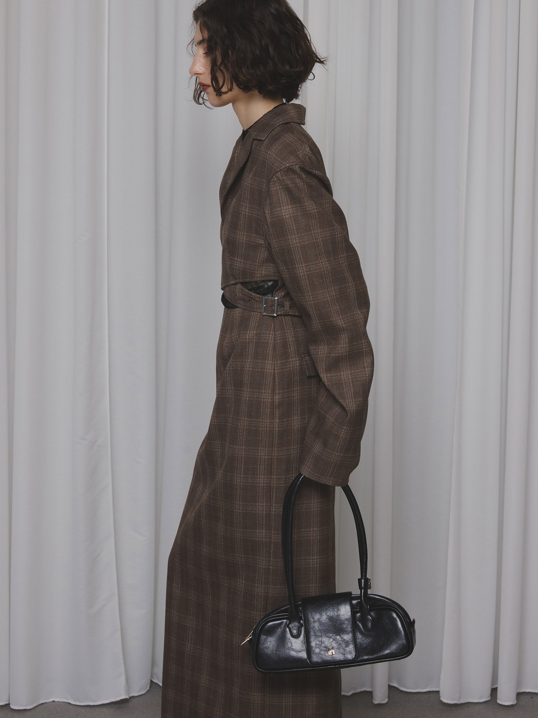 WAIST CROSS CHECK DRESS