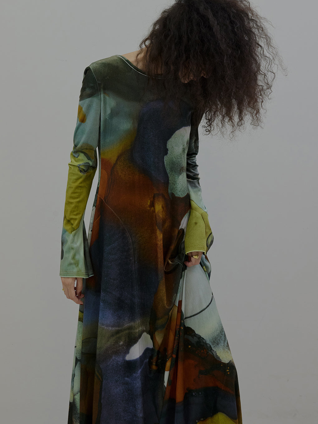 2WAY RUST INK ART VELOUR DRESS