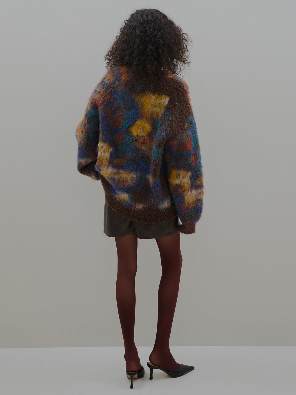 WILTED FLOWER MOHAIR JACQUARD  KNIT TOP