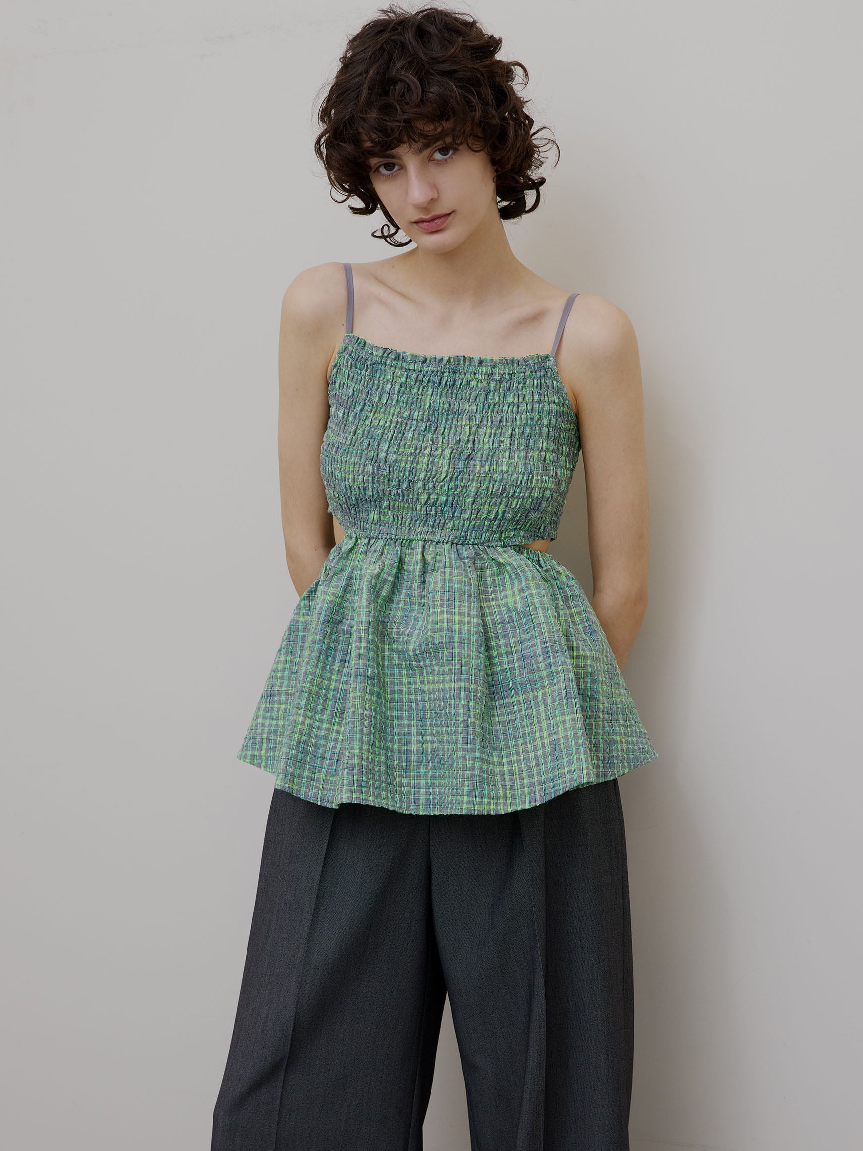 MEDI BUSTIER SET SHIRRING SHORT TOP