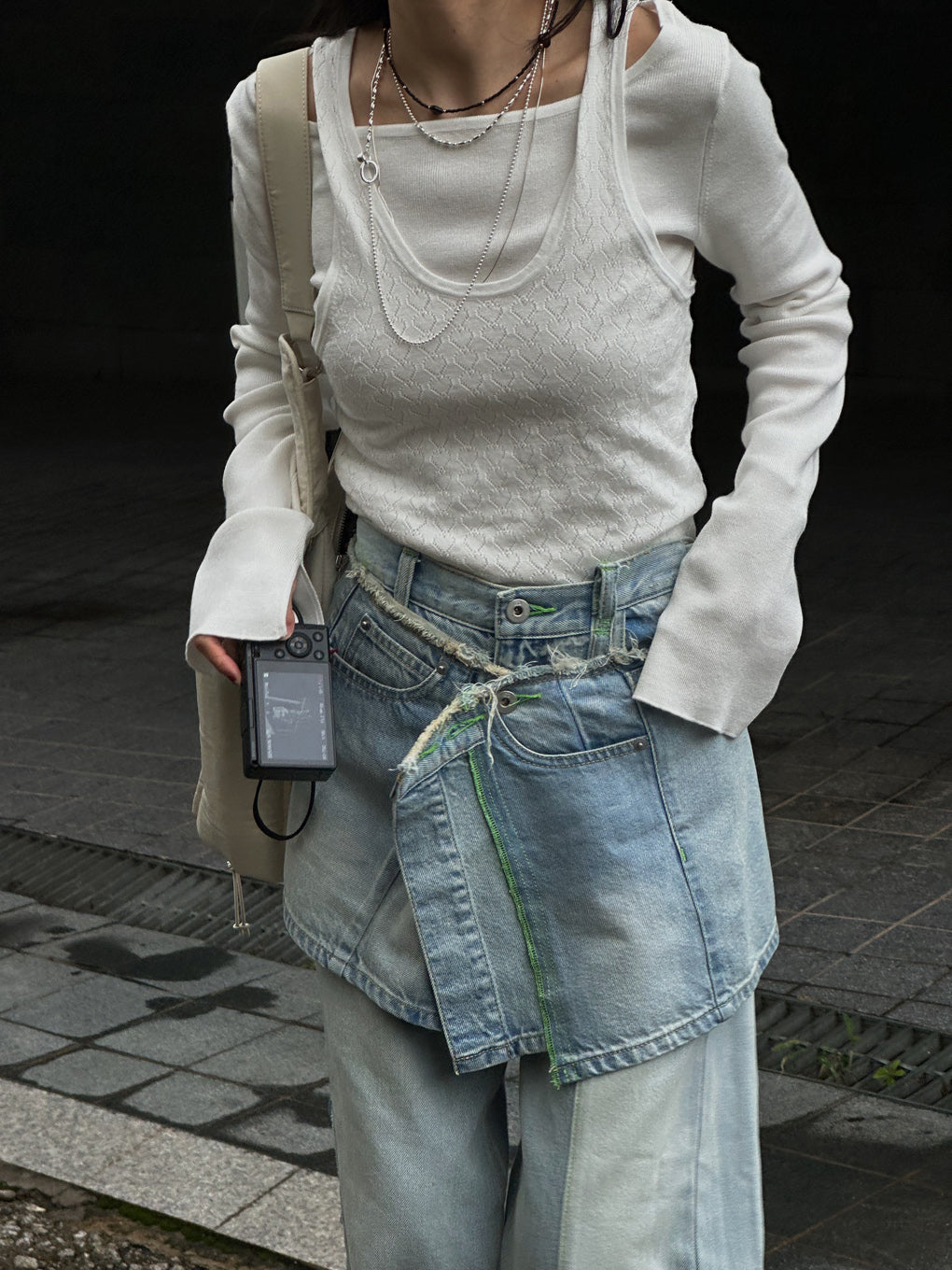NEON STITCH REMAKE DENIM BELT