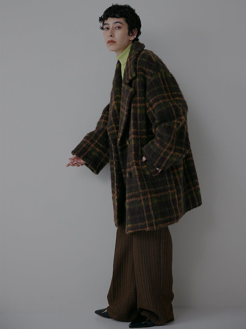 ADORABLE SHAGGY CHECK COAT