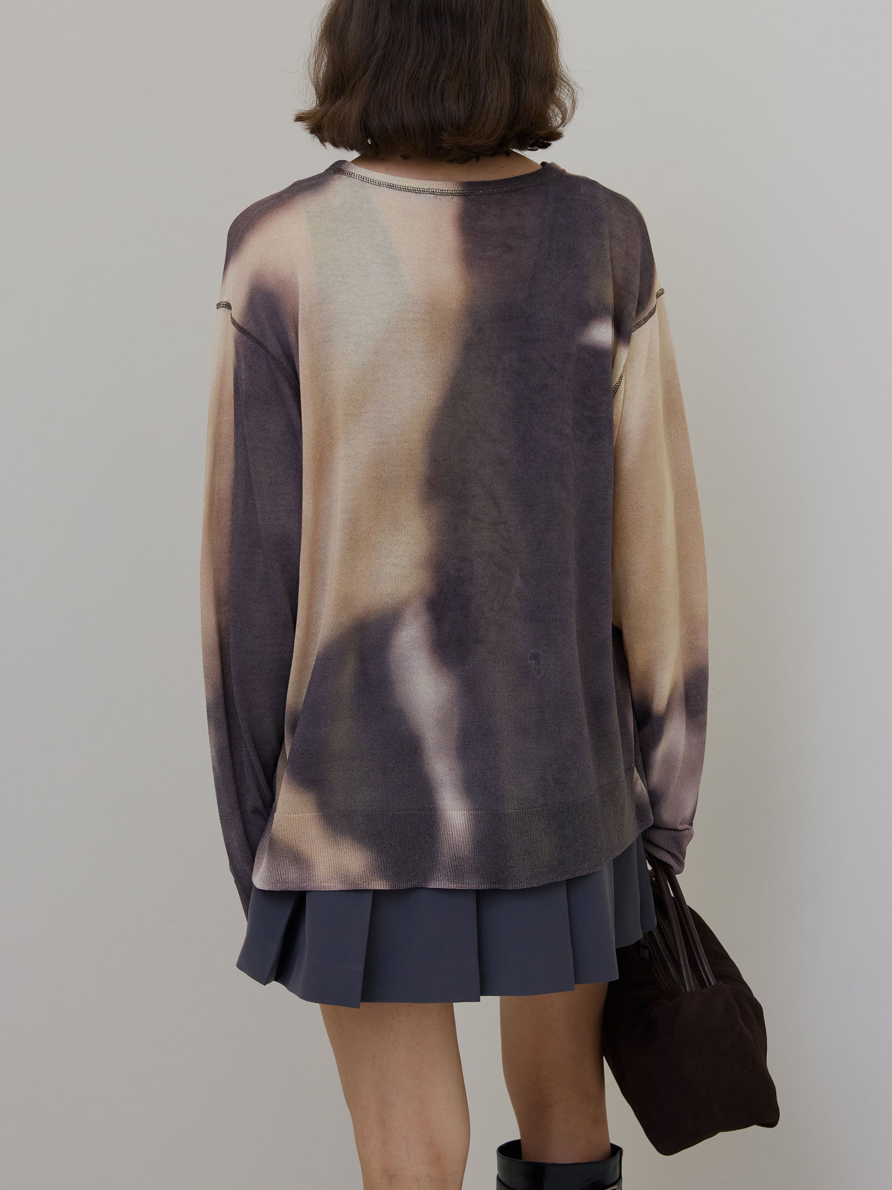 DULL GRADATION PRINT KNIT TOP