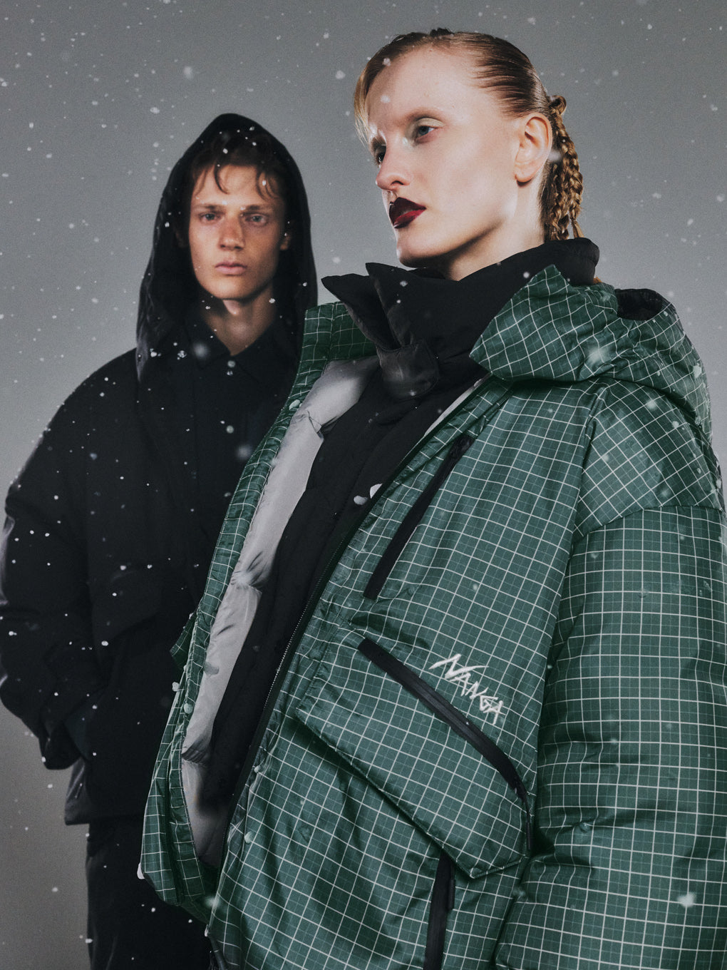 NANGA × Ameri POCKET CHECK DOWN COAT