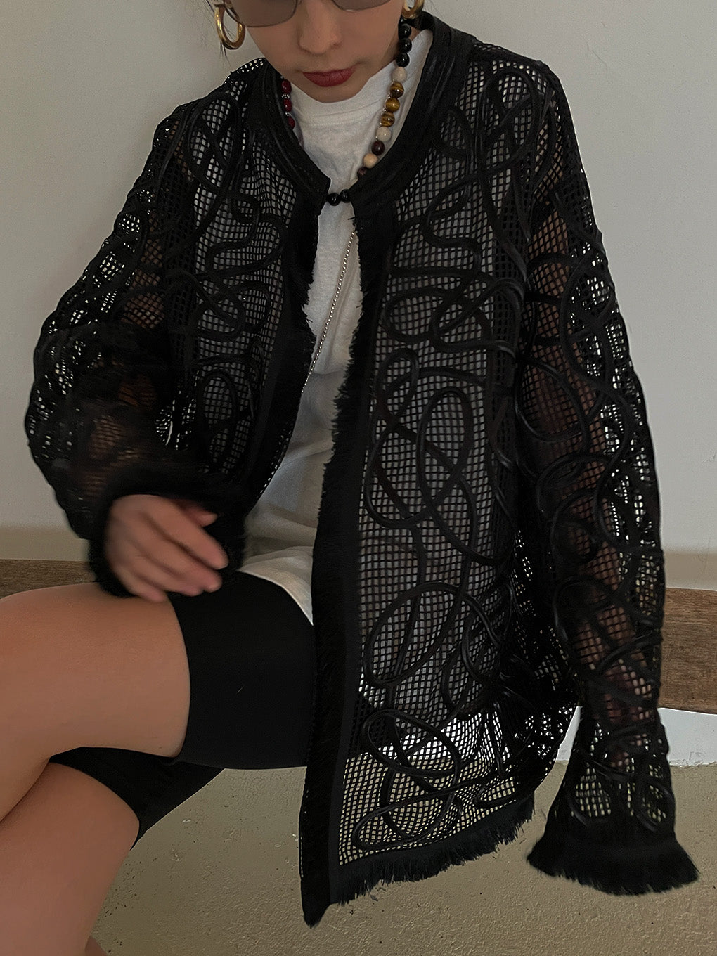 MEDI TAPE EMBROIDERY MESH JACKET