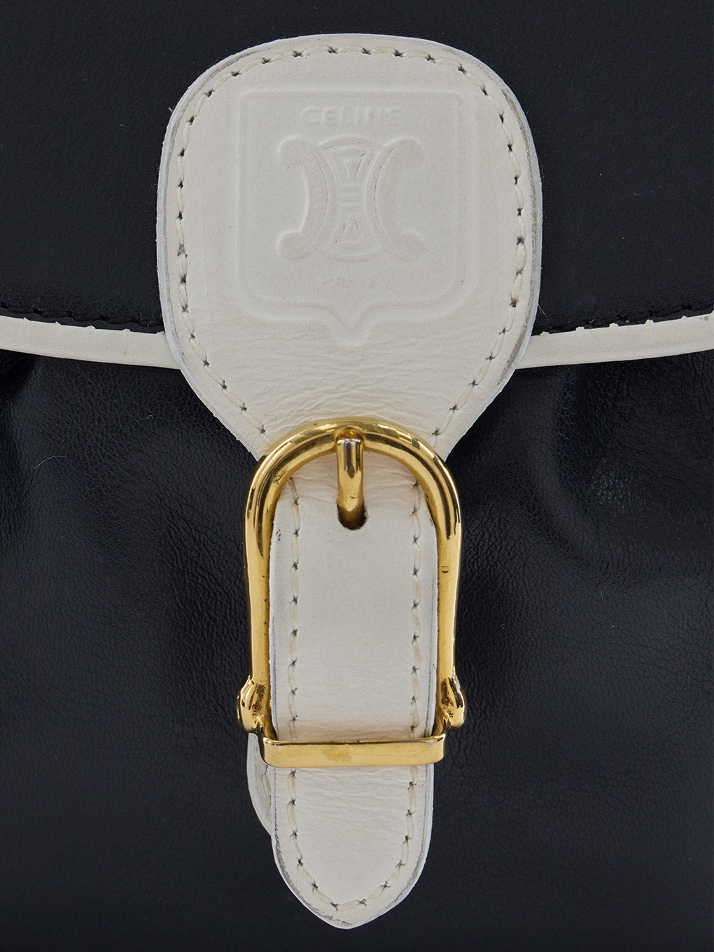 CELINE バイカラーレザーショルダーバッグ