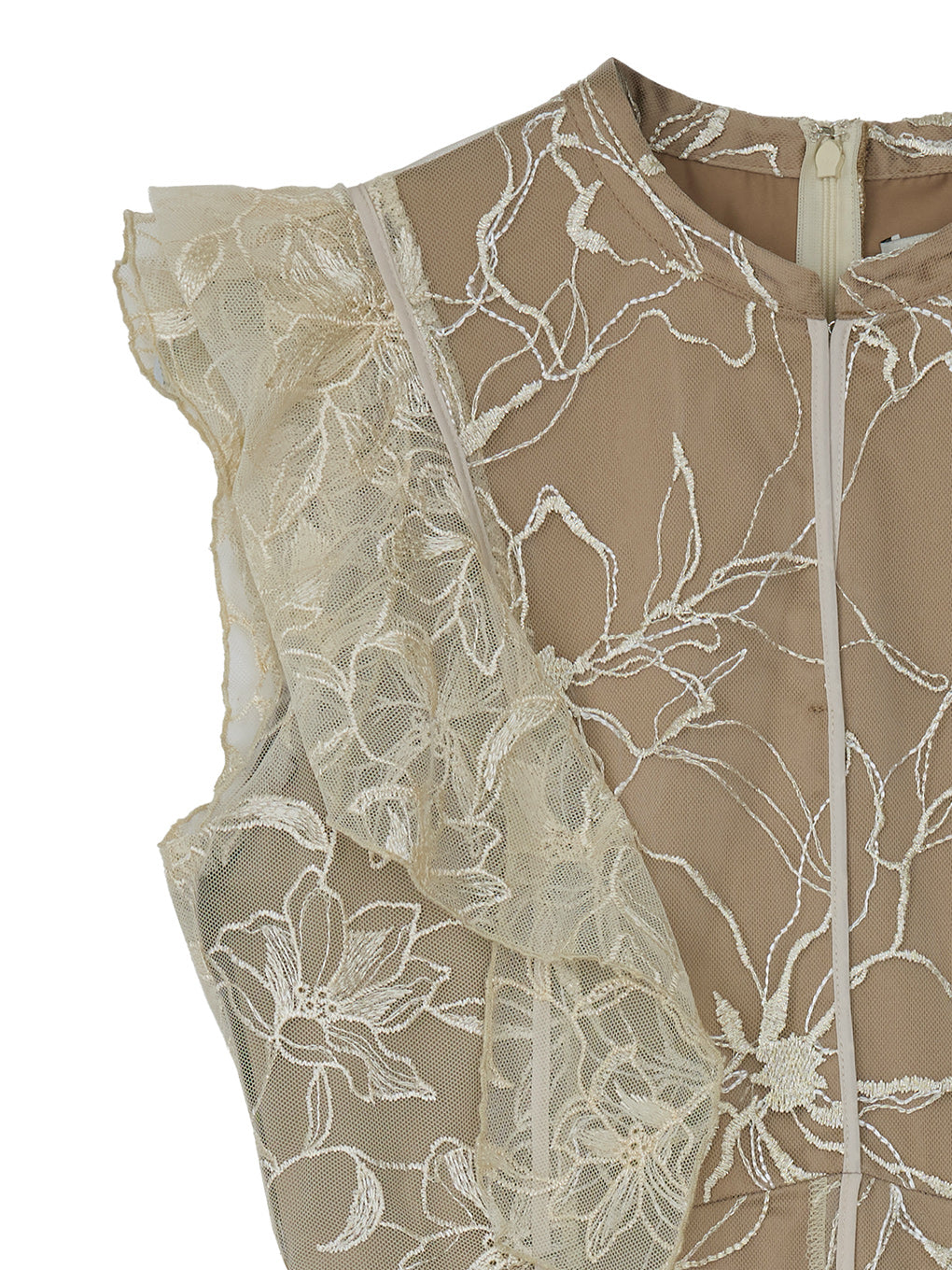 GLITTER LACE DRAPE FRILL DRESS