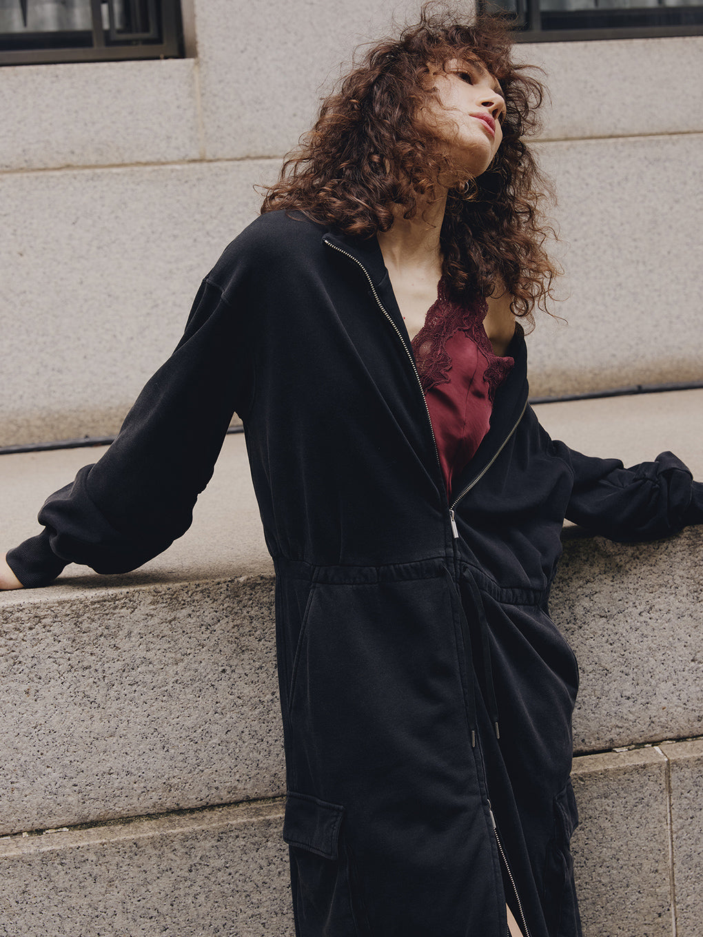 2WAY NECK LOOSE SWEAT DRESS