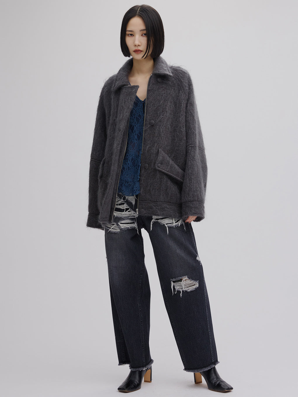 最終お値下げ UND MOHAIR SHAGGY FLIGHT JACKET UND MOHAIR SHAGGY FLIGHT JACKET